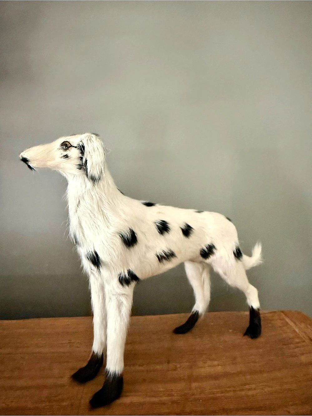 Vintage Spotted Dog Decorative Sculpture, White & Black